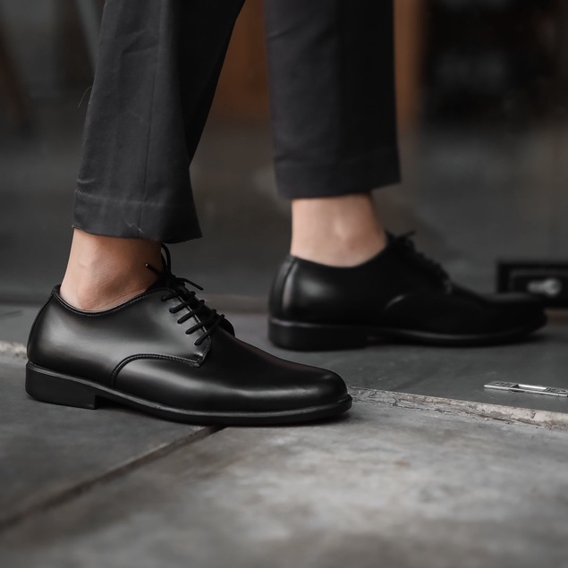 Derby Black | Sepatu Pantofel Formal Kasual Kerja Kuliah Pria Cowok Men Ori Lokal | FORIND x Worka