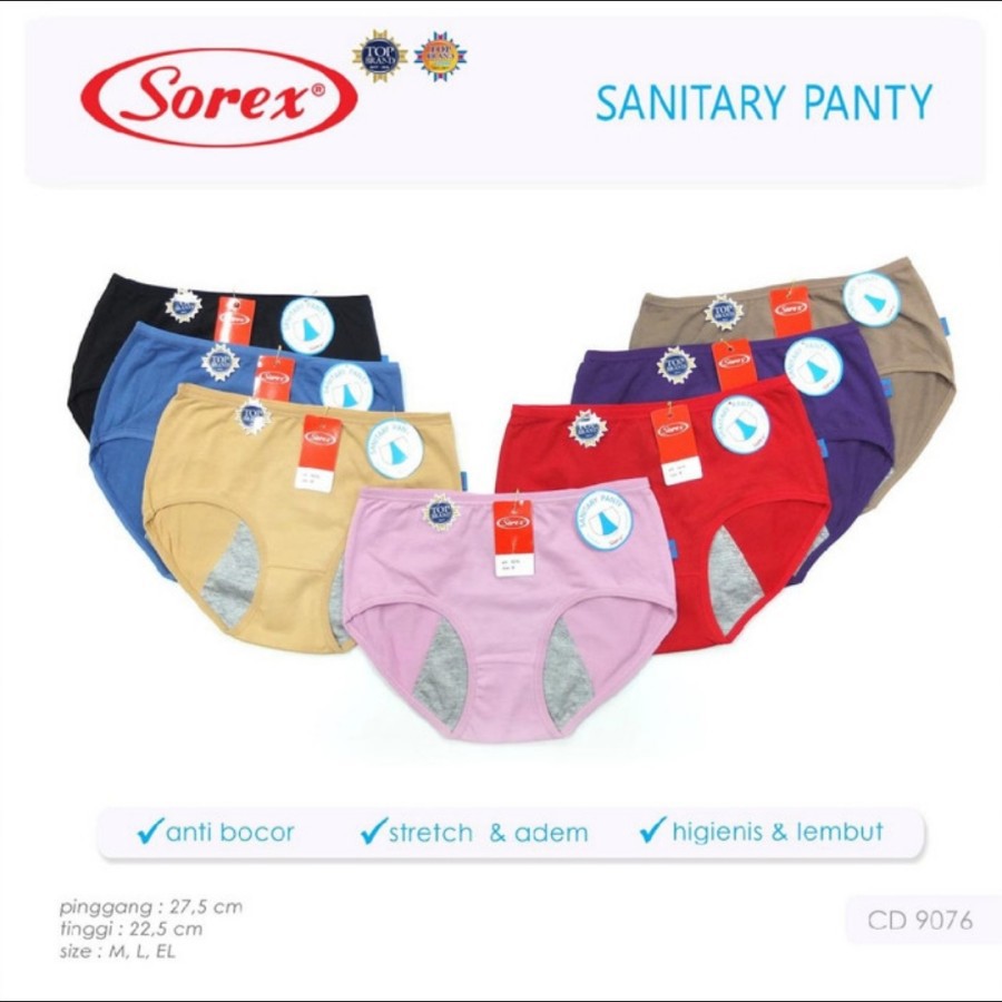 cd celana dalam katun wanita sorex menstruasi 9076 sanitary panty cd haid underwear