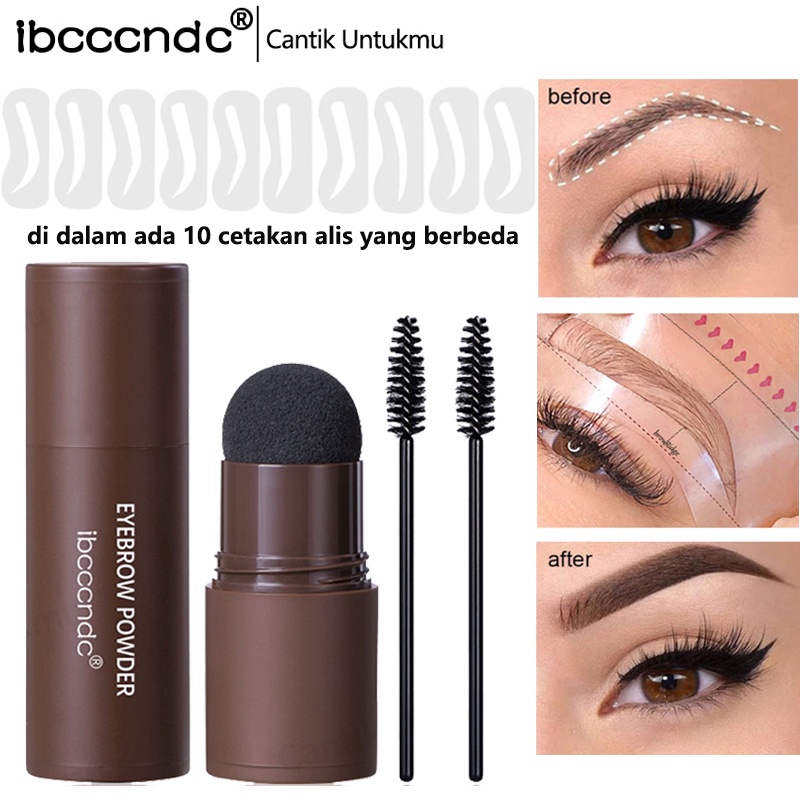 Ibcccndc Magic Eyebrows Stamp Original Shaping Powder And Hairline Contouring Powder Waterproof With 10 Model Cetakan Alis  Reusable And 2 Eyebrow Pen Brushes Makeup Eyebrow Kit