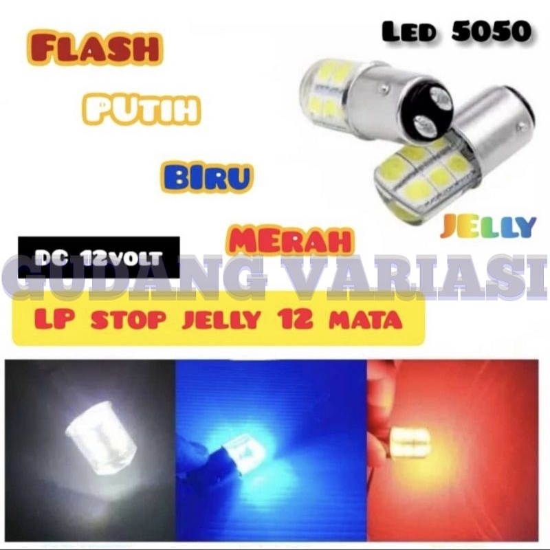 LAMPU STOP LED BELAKANG JELLY 12 LED KEDIP FLASH