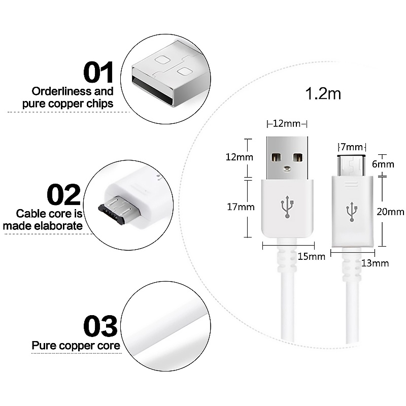 Kabel Data / Charger Micro USB 2A Fast Charging Untuk Samsung