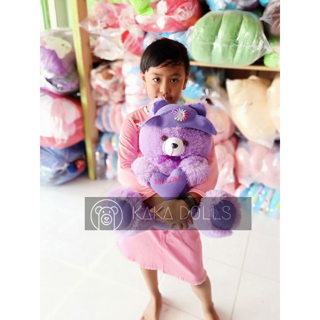 Boneka Teddy Bear Topi Violet