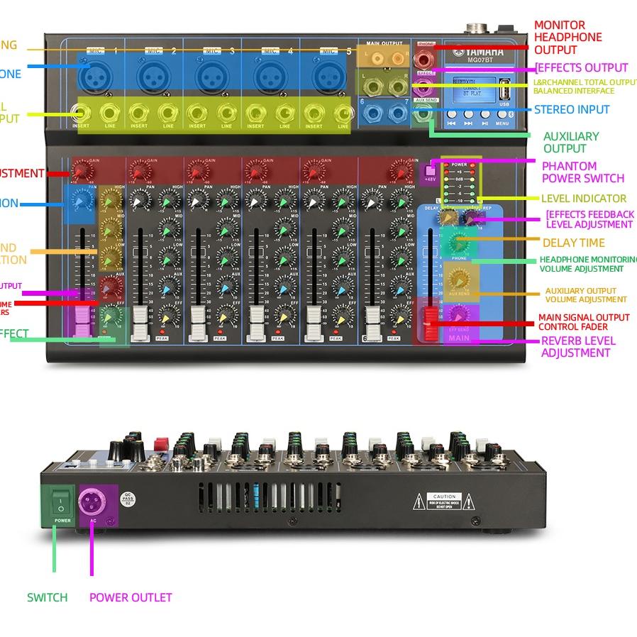 Harga TERMURAAH.. YAMAHA MG04BT/MG07BT pencampur audio DJ MIXER AUDIO 4ch/7ch Mendukung pemutaran Bl