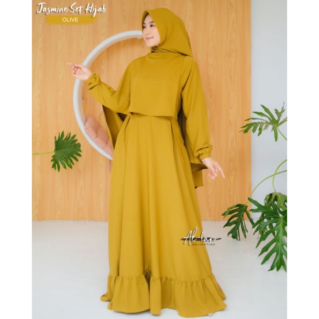 Farah set hijab syari itycrepe original al faro collection LD 105/ set jamine original by al faro