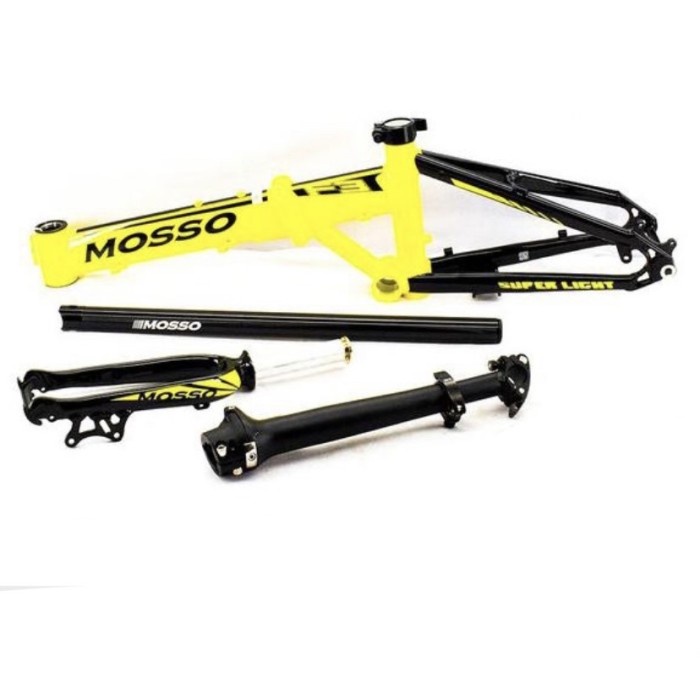 Frame Sepeda lipat MOSSO F3 size 16 inch discbrake kuning - Kuning hitam