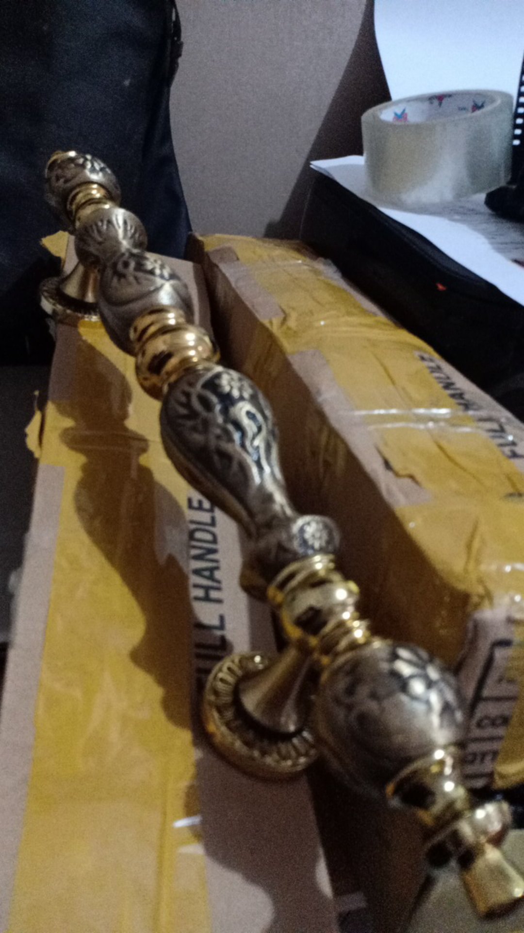 4 Buah Handle Kuningan Ukir + 1 Set Bodypelor Kunci