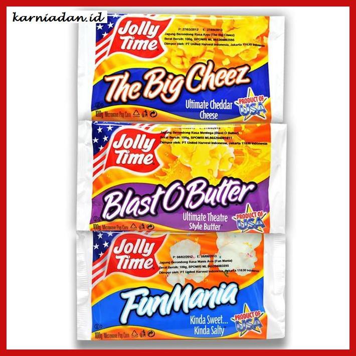 

MAKANAN-RINGAN- PAKET MOVIE FUN (1BOB, 1FM, 1TBC) - JOLLY TIME MIRCOWAVE POPCORN -BERMACAM-MACAM.