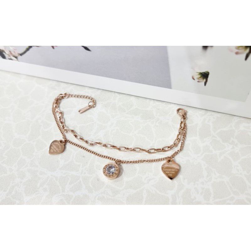 GG Gelang Tangan 2 Layer Angka Romawi Titanium#GT-AR2L
