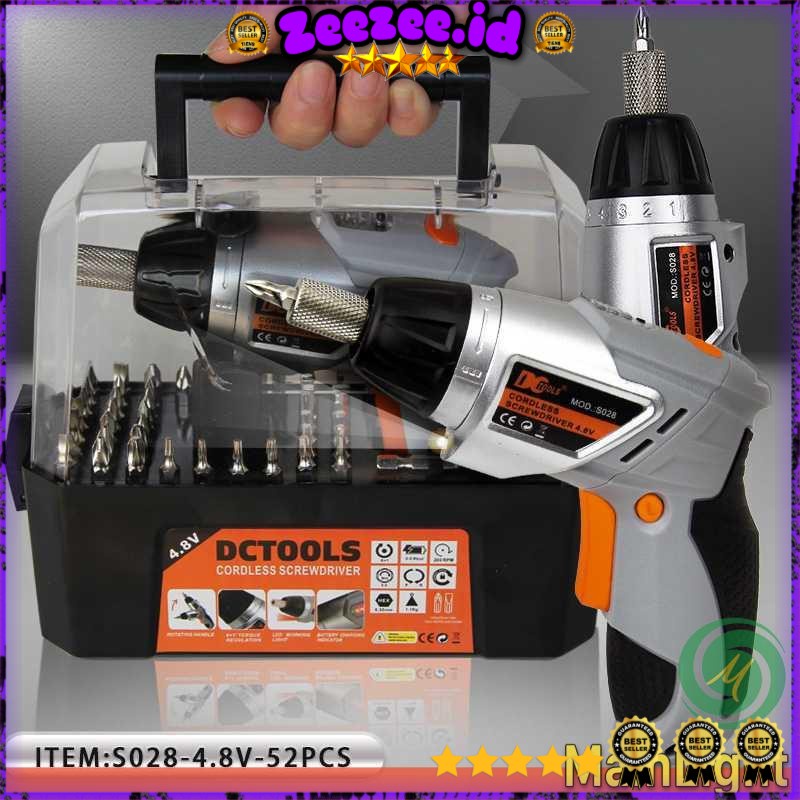 Obeng Listrik Cordless Screwdriver 4.8V 52 in 1 - S028 [Silver]