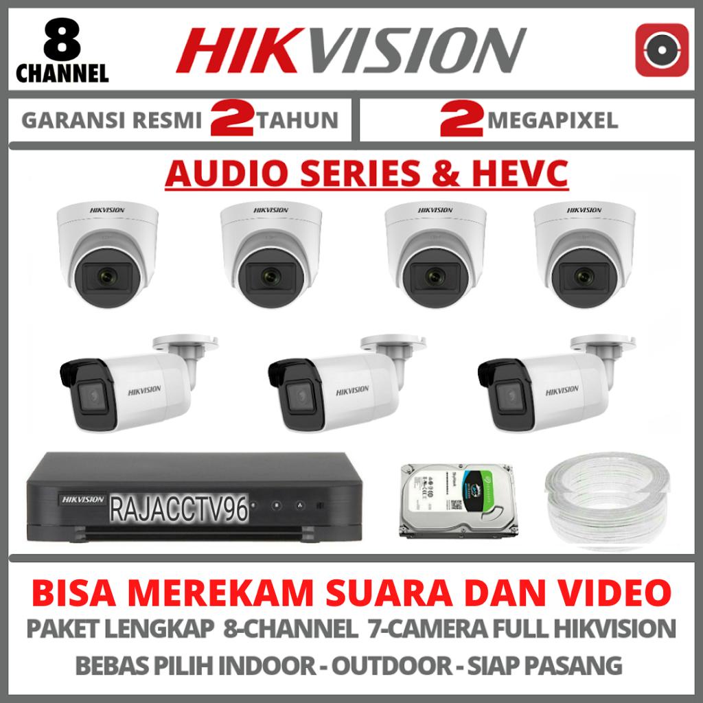 PAKET CCTV HIKVISION AUDIO SERIES 8 CHANNEL 7 CAMERA 2MP TURBO HD 1080P KAMERA CCTV