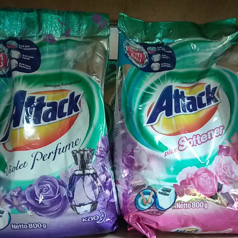 Attack jaz1 deterjen bubuk 850 / 800 gram, violet perfume, softener 800 gram dan attack easy 700 gram