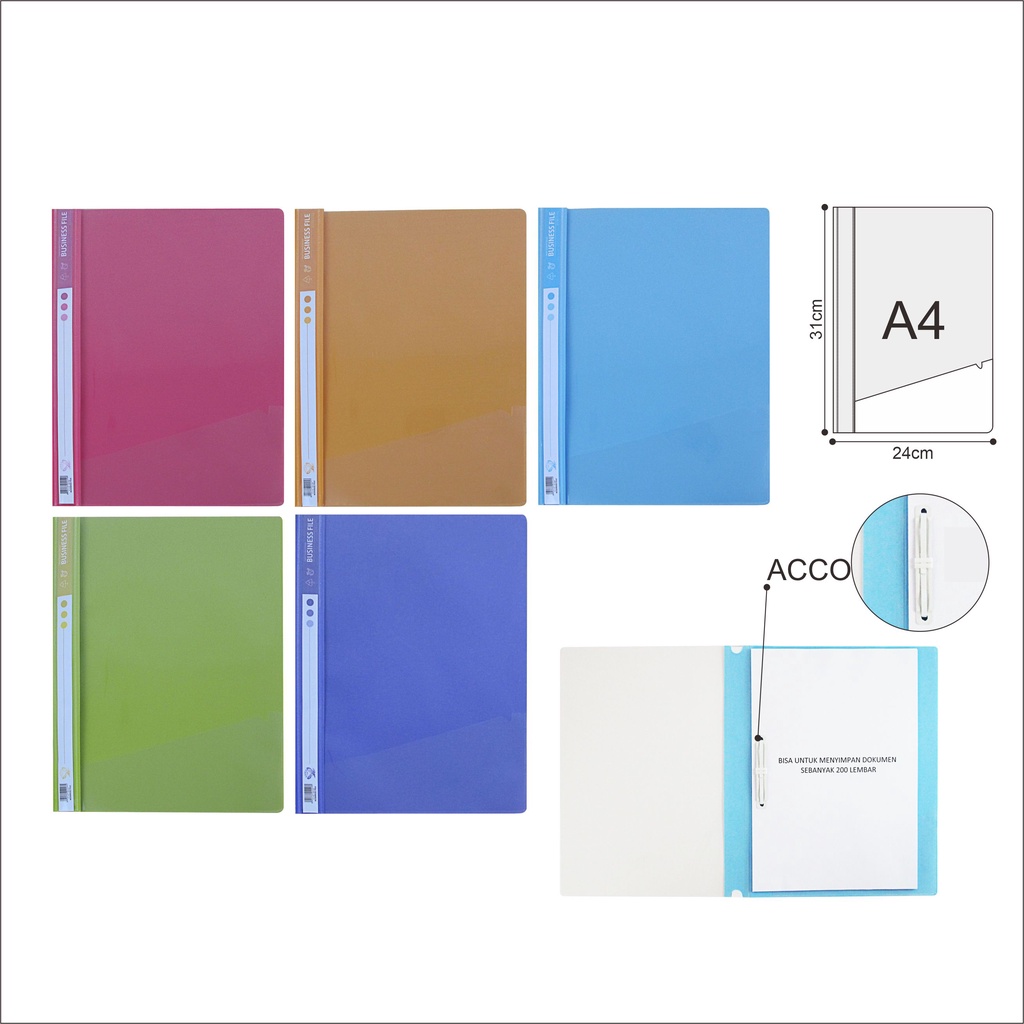 

Business File / Bisnis File / Map Snelhekter / Map Plastik Acco EAGLE A4 Isi 12pcs/pack