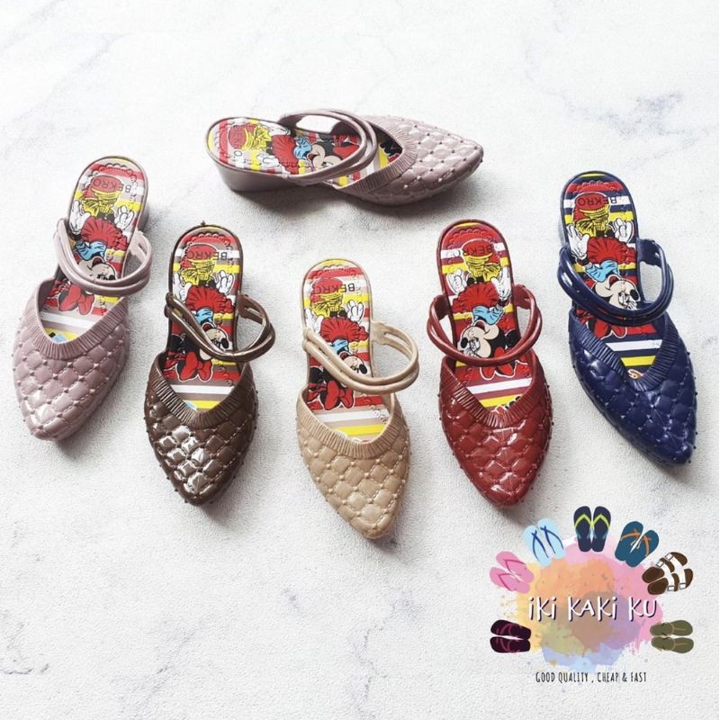 SANDAL WEDGES ANAK PEREMPUAN MIKI MINI BAHAN JELLY KARET BEKRO 615-5M UKURAN 30-35