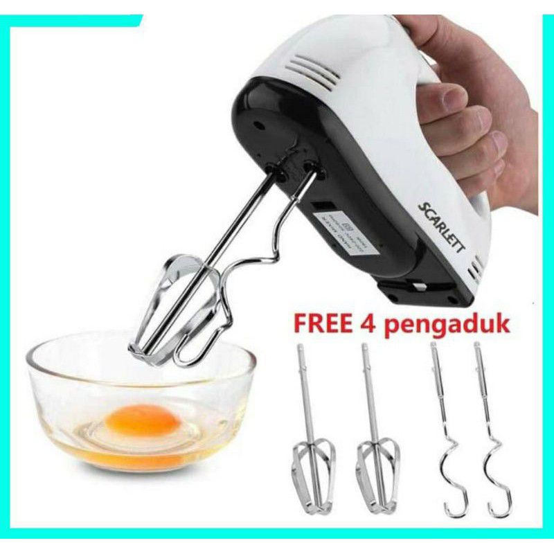 Hand Mixer Scarlett HE-133 Mikser Tangan 7 Kecepatan Pengaduk Adonan Kue Roti Mixer Murah Berkualitas Mixer Tangan Mixer Kue dan Roti 7 Speeds