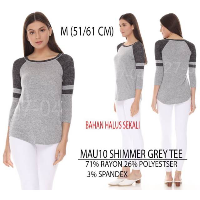 Kaos branded-MAURICES SHIMMER GREY TEE