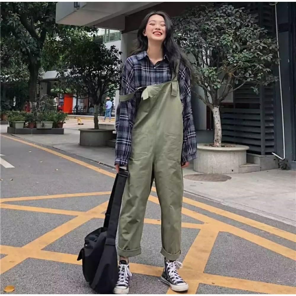 Celana kodok solid//jumpsuit pria wanita