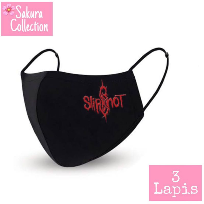 Masker BAND SLIPKNOT BAND METAL PUNK ROCK Kain 3 Lapis / Scuba Anak Dewasa / Earloop