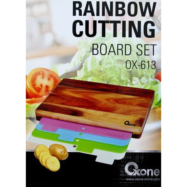 Oxone Ox-613 Rainbow Cutting Board Ox 613 Talenan Warna Talen Kayu Tatakan Potong Pisau Dapur Tempat