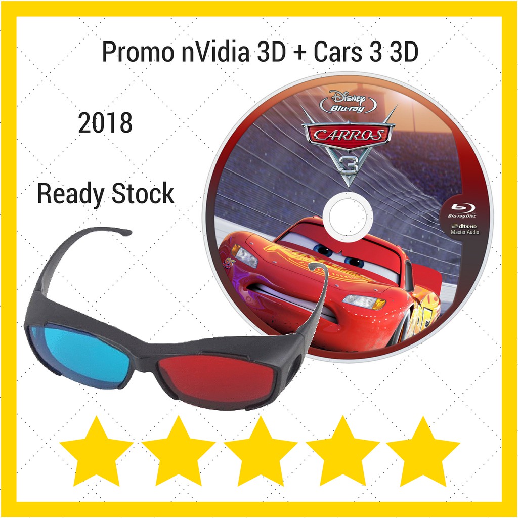 Kacamata 3D nVidia + Film 3D Cars 3 Anaglyph 3D Red Cyan