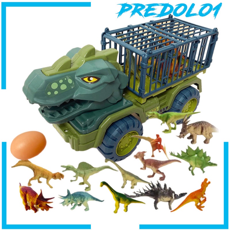 (Predolo1) 15 Pcs Mainan Truk Pengangkut Dinosaurus Triceratops Untuk Anak