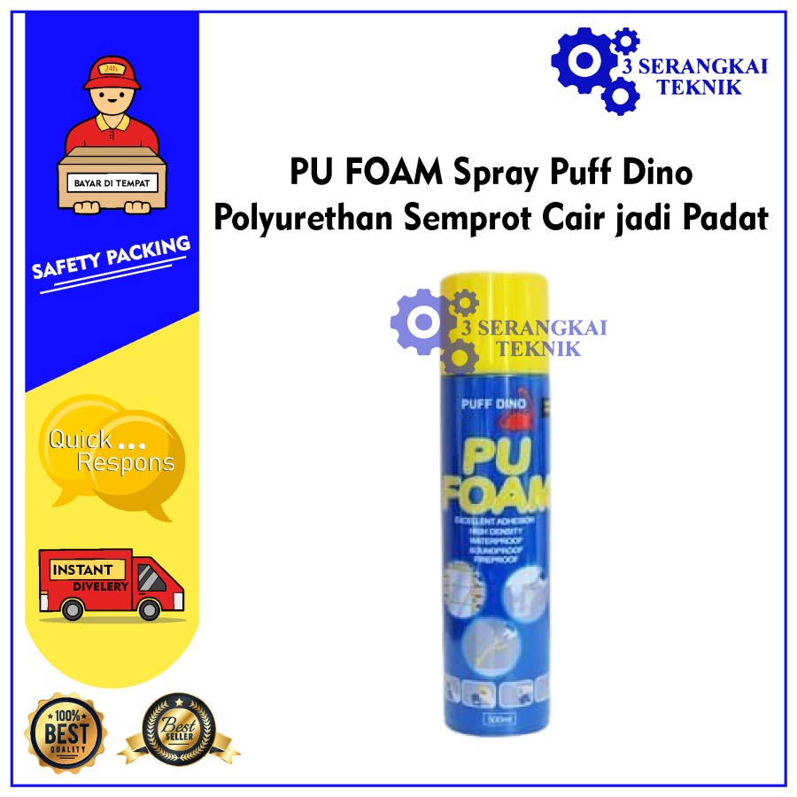 PU FOAM Spray Puff Dino Polyurethan 750ml Semprot Cair jadi Padat