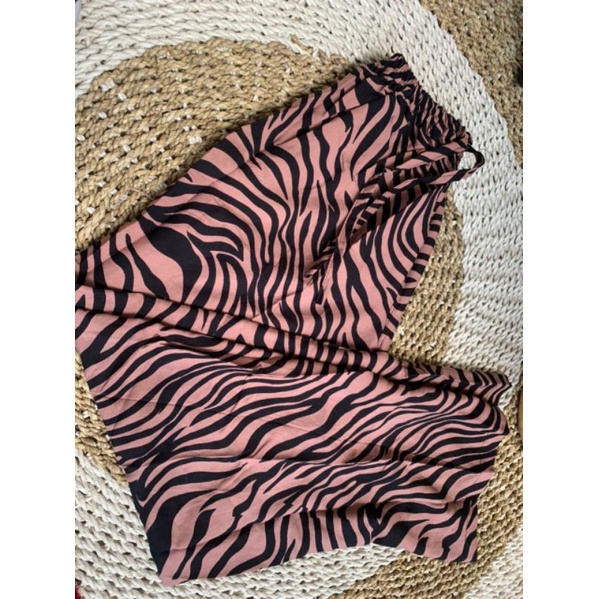 Celana kulot wanita rayon motif zebra/garis/bunga/polos