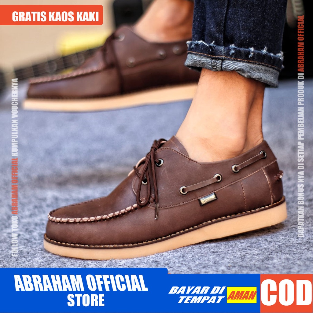 ABRAHAM Sepatu Formal Loafers Hitam Kulit Asli Casual Pria