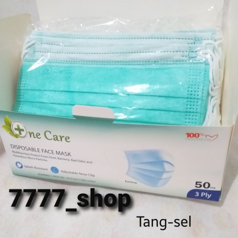 Masker OneCare 3ply Earloop (embos onecare), hrg untuk 50pcs/box