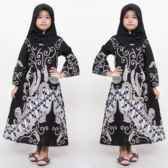 Saroja (054) Couple Keluarga Batik Gamis Batik Katun Premium Motif Ulir Putih