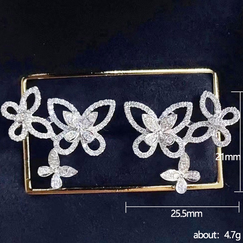 Anting Stud Bentuk Kupu-Kupu Warna Silver Untuk Wanita