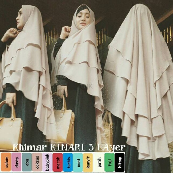 Khimar 3 layer non pet jilbab syari 3 layer hijab pinguin murah