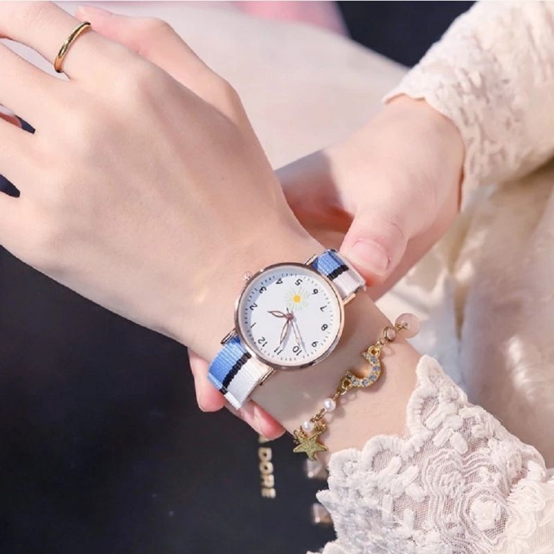 JAM TANGAN WANITA FASHION ALA KOREA WANITA PEREMPUAN JAM TANGAN MOTIP BUNGA