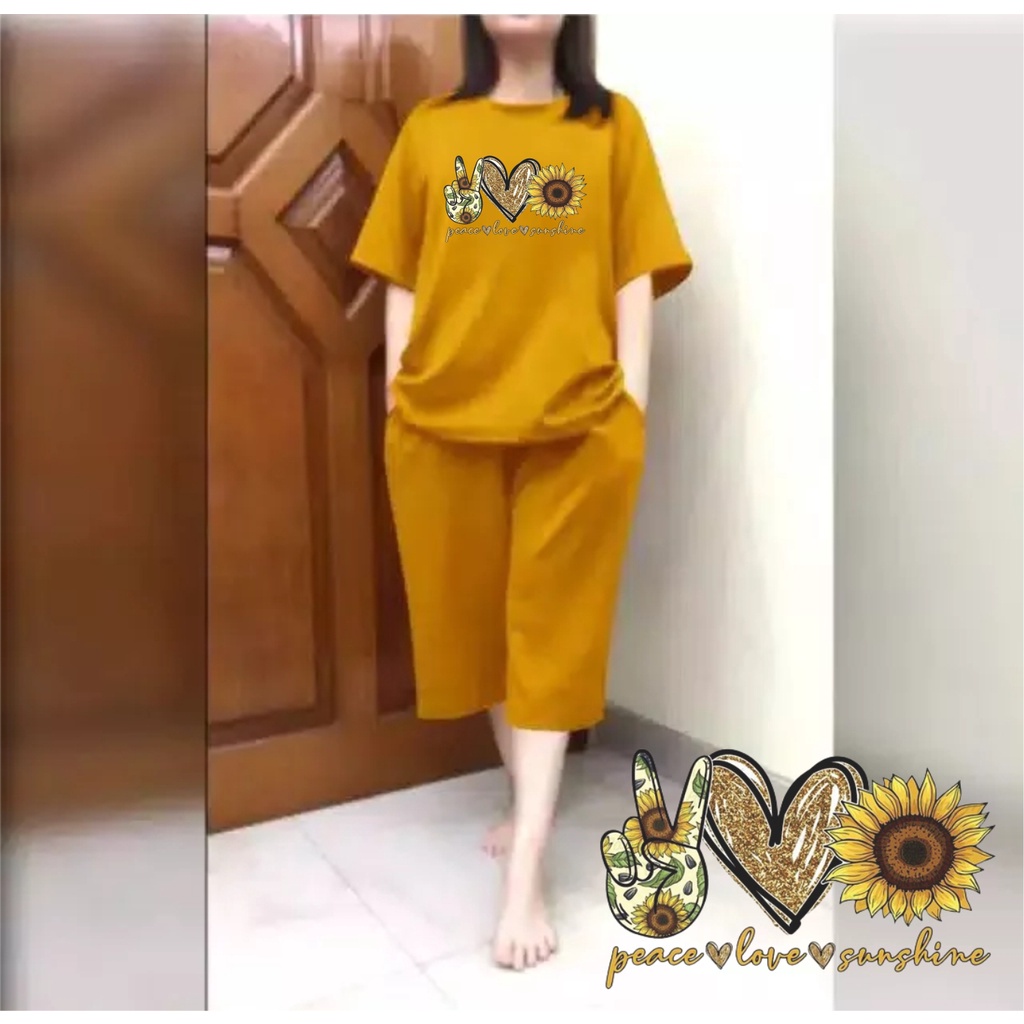 Setelan Kulot JUMBO Wanita Atasan Big Size Fit XXL Peace Love