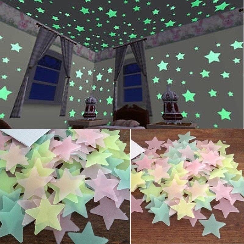 GD10 - Glow In The Dark Sticker Bintang 100 Pcs