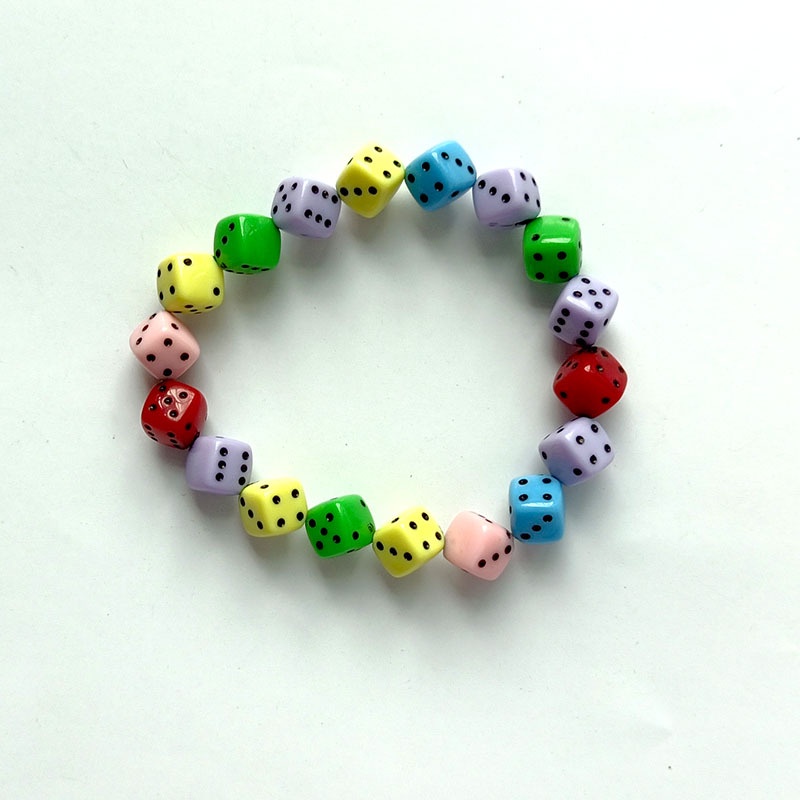 Melempar dadu warna-warni perhiasan set acrylic mini dadu gelang kalung