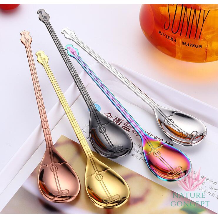 Nature Concept Stainless Steel Unique Mandolin Coffee Spoon Children Spoon Gift Spoon sendok unik