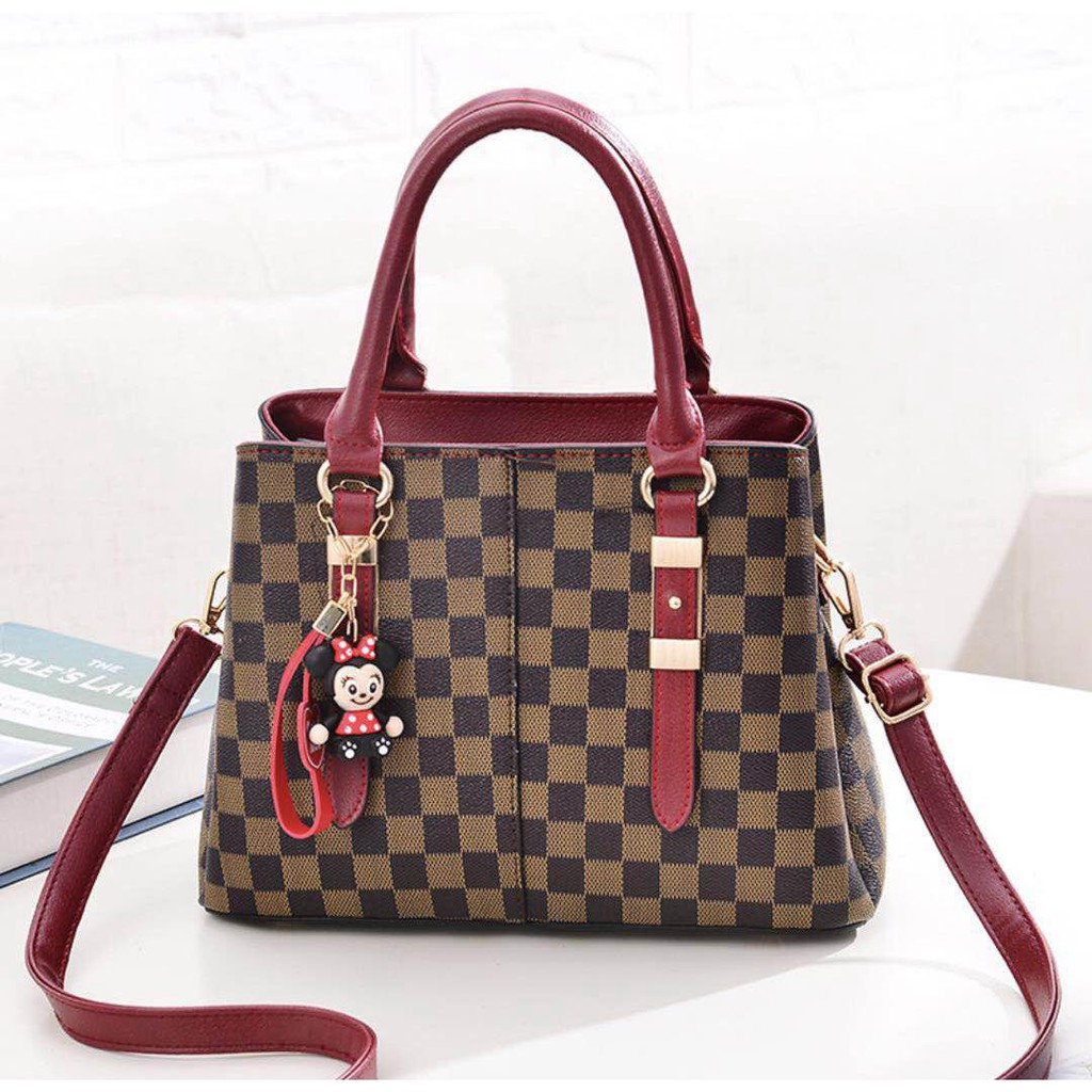 JT80111-red Tas Selempang Monogram Wanita Elegan Import
