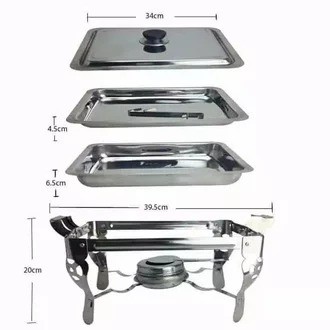 Panci Prasmanan Warmer 2 Square Pan / Tempat Makan Prasmanan 1 Tutup Stainless steel 8811