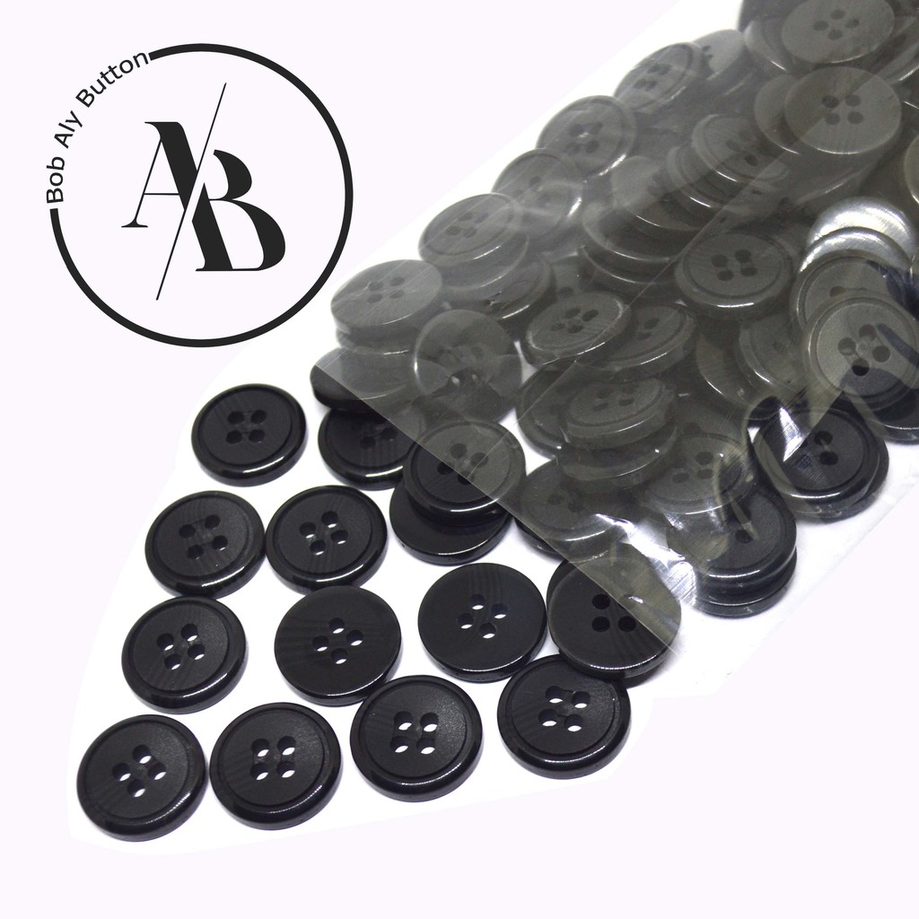 KANCING JAS PLASTIK UKURAN 15 MM PER 12 PCS BLAZER 15 HITAM