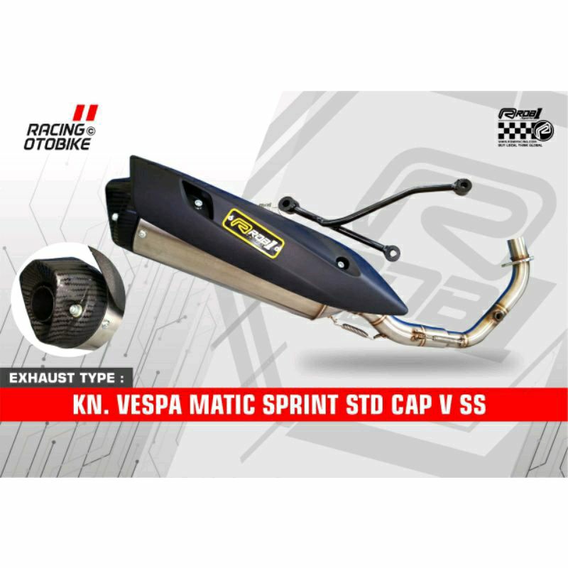 knalpot Vespa sprint Std racing rob1 racing megabomb - knalpot Vespa matic keren
