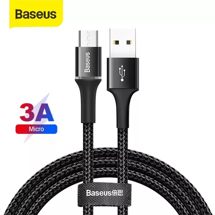 KABEL DATA LED BASEUS HALO FAST CHARGING LIGHTNING/MICRO USB/TYPE-C 1M PILIH SATU YA SESUAIKAN DENGAN HP ANDA