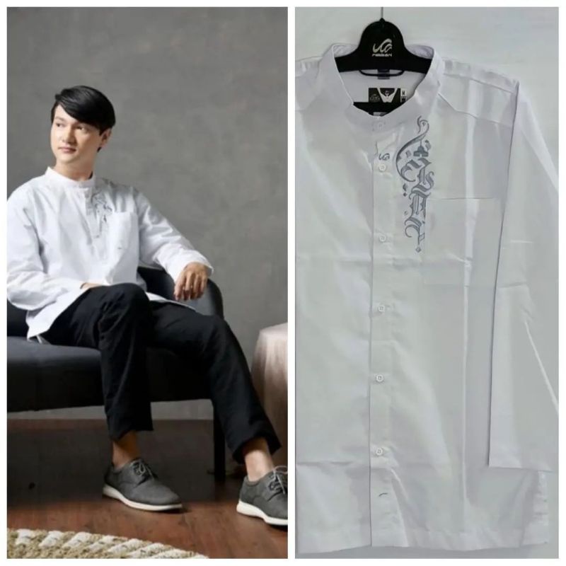 kemko badran blg - baju koko putih - baju koko rabbani - kemko rabbani - baju koko putih panjang - b