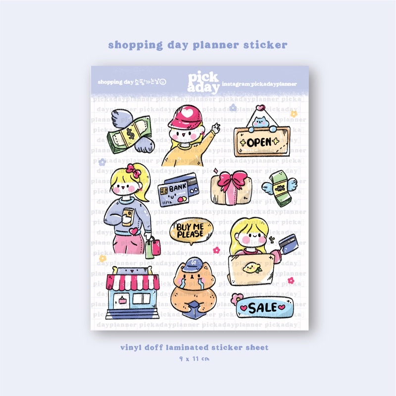 

PICKADAY waterproof stickersheet | shopping day planner sticker - kiss cut