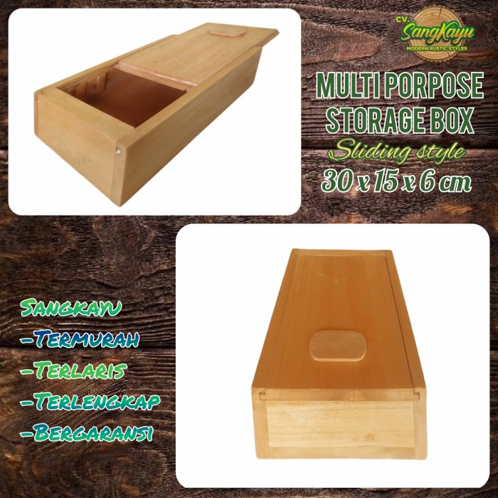 Kotak penyimpanan serbaguna 30x15 cm multi purpose storage box kayu - 30x15x6 cm