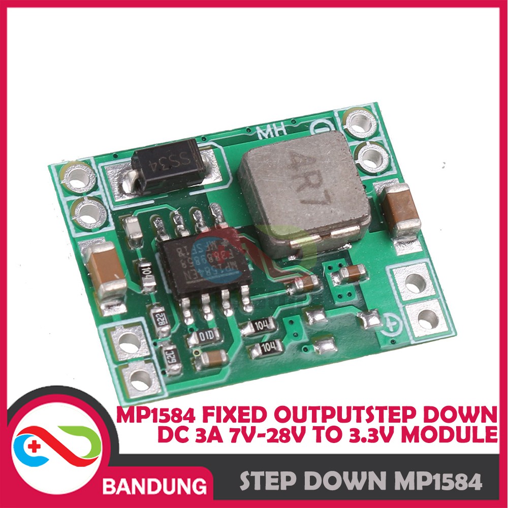 MP1584 SMALL FIXED OUTPUT STEP DOWN DC 3A 7V-28V TO 3.3V MODULE PENURUN TEGANGAN DC KE 3.3V