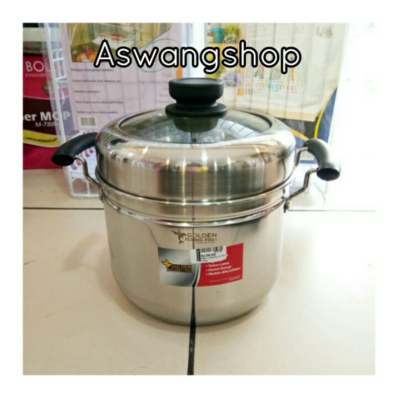 Golden Flying Fish Panci + Steamer (Kukusan) Stainless Steel
