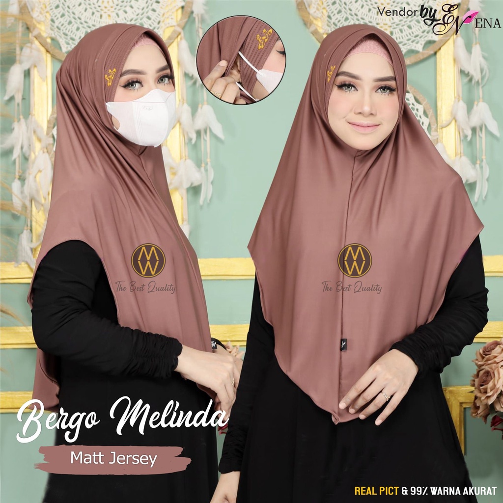 Hijab Instan Lubang Telinga Masker Terbaru Bahan Jersey (Bergo Melinda)