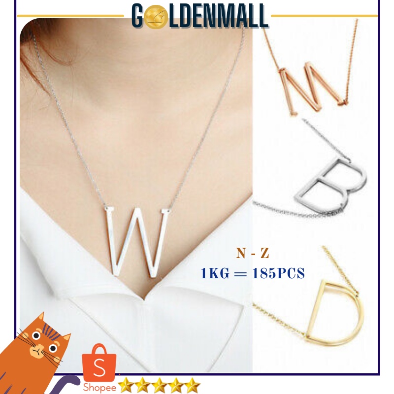 GM27 COD Kalung Titanium Abjad N - Z / Kalung Inisial Nama / Kalung Cewek AntiKarat