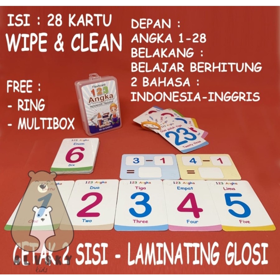 FLASHCARD EDUKASI ANAK / MAINAN EDUKASI ANAK / KARTU PINTAR EDUKASI ANAK WIPE CLEAN