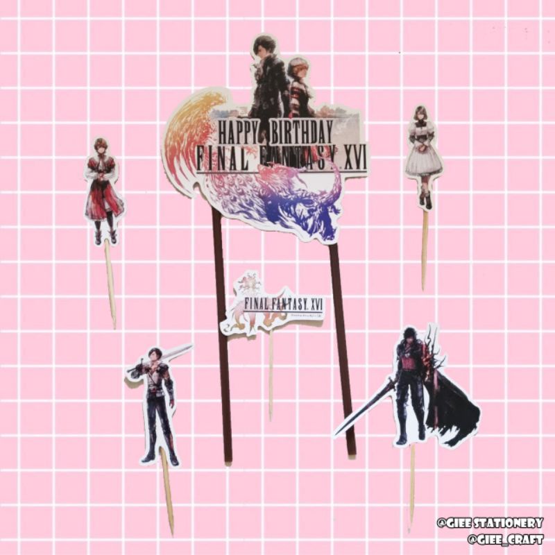 Cake Topper Final Fantasy XVI / Topper Kue Final Fantasy XVI / Hiasan Kue Final Fantasy XVI
